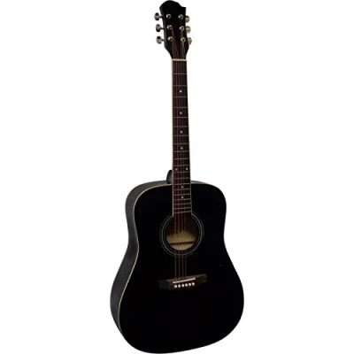 Abbildung von 4/4 WESTERNGITARRE AKUSTIKGITARRE SCHWARZ STAHLSAITEN DECKE LINDENHOLZ ENDKNOPF INSTRUMENT SCHLAGBRETT CW170