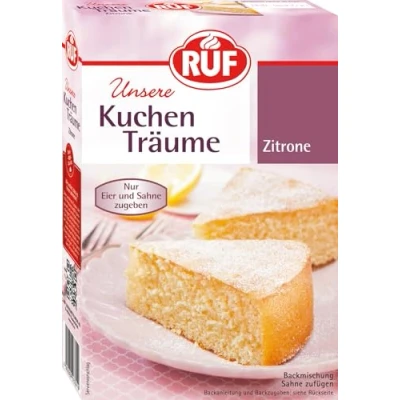 Abbildung von RUF Kuchen Träume Zitrone, Zitronenkuchen traumhaft einfach, mit Puderzucker, Backmischung für einen himmlisch luftig lockeren