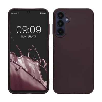 Abbildung von kwmobile Case kompatibel mit Samsung Galaxy A25 Hülle Schutzhülle aus Silikon metallisch schimmernd Handyhülle Metallic Brombeere