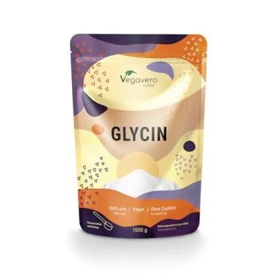 Abbildung von Glycin Pulver 1000 g Deutsche Produktion von Vegavero® Laborgeprüft 100% reine Aminosäure L in Premium Qualität mit Messlöffel Ohne Zusätze Vegan