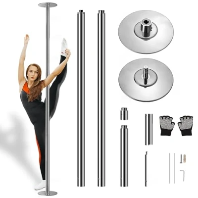 Abbildung von SereneLife Tanzstange Robuster Stahl, Statisch &amp; Spinning, Höhenverstellbar 204 274 cm, Perfekt für Pole Dance Indoor Fitness, 280 kg Tragkraft, Anti Korrosion, Poledance Turnstange, Strip Stange