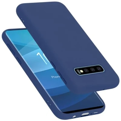 Abbildung von Cadorabo Hülle kompatibel mit Samsung Galaxy S10 Plus Silikon Handyhülle für Case aus flüssigem Silikon, Kratzfeste Schutzhülle Liquid BLAU