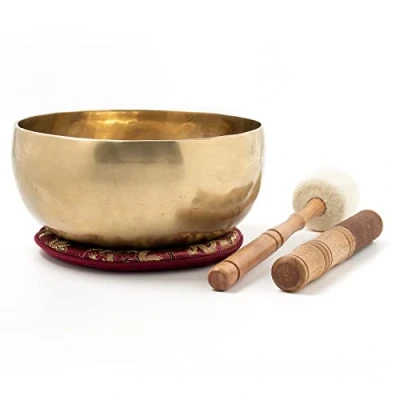 Abbildung von Nepal Klangschale I Handgearbeitet ca. 700 800 g Für Meditation, Yoga &amp; Entspannung Inkl. Zubehör Fair Trade
