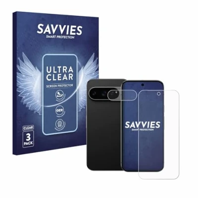 Abbildung von Savvies 6 Stück Schutzfolie für Google Pixel 9 Pro XL (Display+Kamera) Displayschutz Folie Ultra Transparent