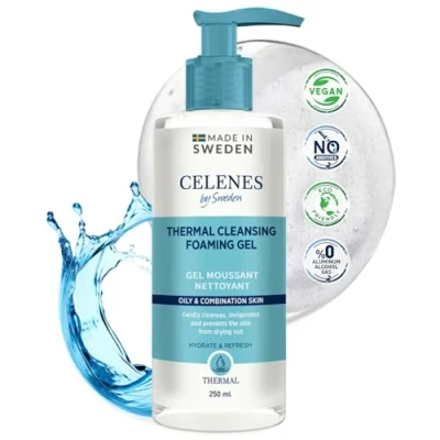 Abbildung von Celenes by Sweden Reinigungsschaumgel Paraben &amp; Alkoholfrei, Mit Natürlichen Kräuterextrakten, Ideal für Fettige/Mischhaut 250ml (Thermal Fettige Mischhaut)