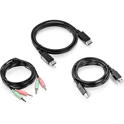 Abbildung von TRENDnet TK CP06 6 ft. Display Anschluss, USB und Audio KVM Kabel Set (kompatibel mit dem 240DP Switch, DisplayPort 1.2 Kabelschnittstelle, Maus/Tastatur, 3,5 mm Audioanschlüsse), Schwarz