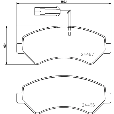 Abbildung von HELLA 8DB 355 023 011 Bremsbelagsatz mit integriertem Verschleißwarnkontakt Bremssattelschrauben Zubehör
