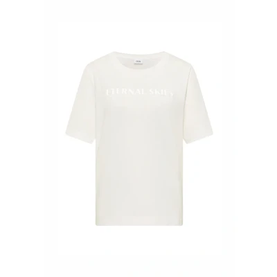 Abbildung von CECIL Damen 3227616 T Shirt mit Wording Artwork, Vanilla White, X Large