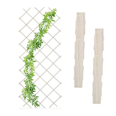 Abbildung von Relaxdays Rankgitter ausziehbar, 3er Set, Rankhilfe Kletterpflanzen, 180x90 cm, Garten, Balkon, Terrasse, Holz, weiß