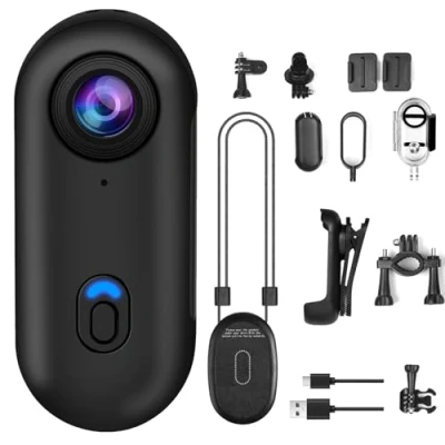 Abbildung von OBEST 360Action Cam 1080P Unterwasserkamera 30m/98ft Wasserdicht WiFi Kamera 120Weitwinkel Action Kamera, Freihand POVs Vlog Bodycam, Mini Helmkamera für Radfahren Motorrad