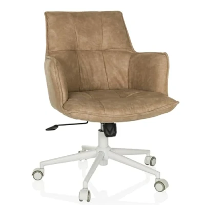 Abbildung von hjh LIVING Homeoffice Stuhl gepolstert SOLAO Life W Schreibtischstuhl Drehstuhl höhenverstellbar, Stoffbezug Beige