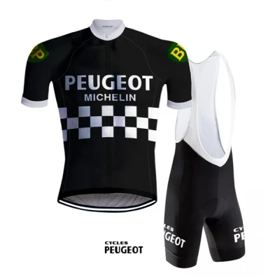 Abbildung von Retro Radsport Outfit Peugeot Schwarz/Weiß REDTED