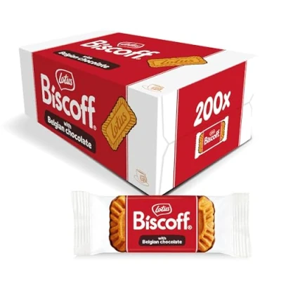 Abbildung von Lotus Biscoff Karamellisierter Keks mit Schokoladenüberzug 200 Einzeln Verpackte Kekse Nur Natürliche Inhaltsstoffe Ohne Farbstoffe oder Zugesetzte Aromen 200x1 1,47 kg