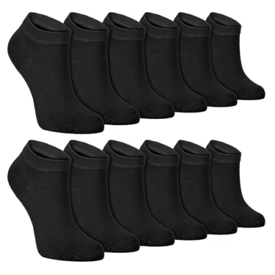 Abbildung von 12er Pack Herren Bambus Sneaker Socken Sock Snob Atmungsaktive Gepolsterte Unsichtbar Kurz (40 45, Schwarz)