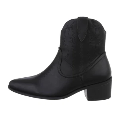 Abbildung von Ital Design Damen Cowboyboots Western Westernstiefelette Blockabsatz &amp; Bikerboots in Schwarz