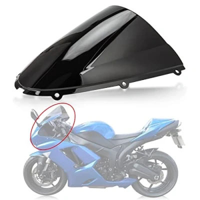 Abbildung von Motorrad Windschutzscheibe Shield Wind Screen für Kawasaki Ninja ZX6R 636 2005 2008 ZX10R 2006 2007 (Schwarz)