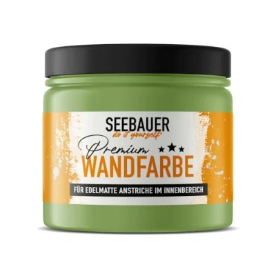 Abbildung von SEEBAUER diy Wandfarbe Grün 300ML für Innen (No. 733 Spring Feeling) Edelmatte grüne Innenfarbe Grüntöne sehr hohe Deckkraft Matt, Abwaschbar und Tropffrei