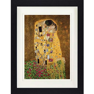 Abbildung von 1art1 Gustav Klimt Poster Der Kuß II Gerahmtes Bild Mit Edlem Passepartout Wand Bilder Im Bilderrahmen 40x30 cm