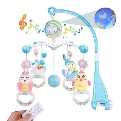 Abbildung von Weinsamkeit Baby Mobile, Spielzeug fur Bett mit Musik, Nachtlicht &amp; Projektor, Mobile Spieluhr 150 Melodien für Bett, Babyspielzeug ab 0 1 2 3 4 5 6 Monate Neugeborene Geschenk