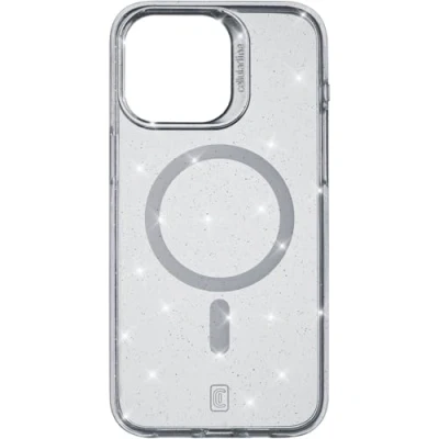 Abbildung von cellularline Sparkle Mag iPhone 15 Pro Max Transparente Hülle mit Glitzer Finish, kompatibel MagSafe Ökosystem Geschützte Kanten, Tasten und Anschlüsse Rot