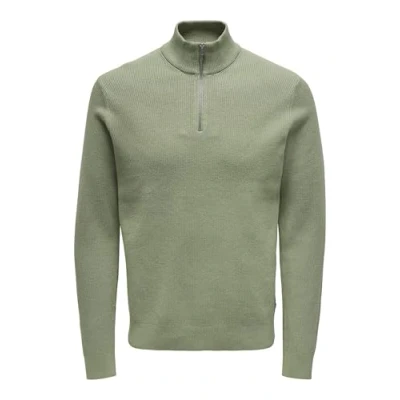 Abbildung von ONLY &amp; SONS Herren Onsphil Reg 12 Struc Half Zip Knit Noos, Seagrass, XS EU