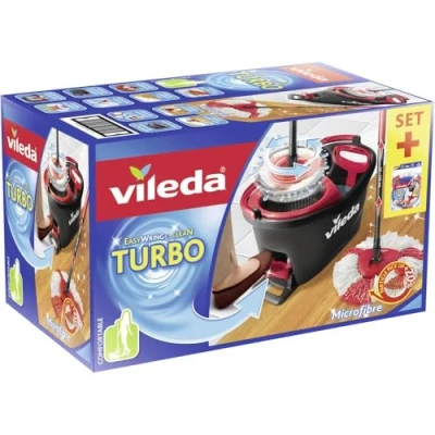 Abbildung von Vileda Bodenwischer Set &quot;TURBO BOX&quot;, (Set, 3 St., Wischmop mit tlg. Teleskopstiel, bis zu 130 cm ausziehbar), inkl. TURBO REFILL MICROFIBRE 2in1 Ersatzkopf