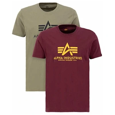 Abbildung von Alpha Industries Tshirt print, Herren, Größe: Small, Olive/burgundy