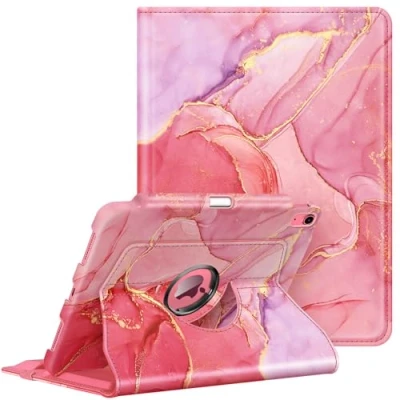 Abbildung von FINTIE Drehbare Hülle Kompatibel mit iPad 10th Generation (Modell 2022) 10.9 Zoll 360 Grad drehbar Schutzhülle Ständer Cover Stifthalter, Auto Wake/Sleep, Marmor Rosa