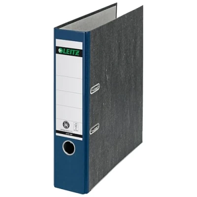 Abbildung von Leitz Qualitäts Ordner 180, 10er Pack, A4, klimaneutral, 100 % recycelter Karton, 8 cm Rückenbreite, Wolkenmarmor Papier, Blauer Rücken, 10801035