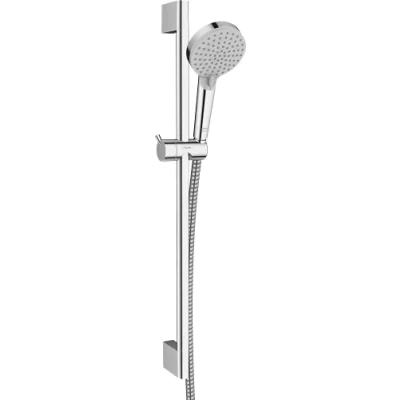 Abbildung von hansgrohe Brausegarnitur &quot;Vernis Blend&quot;, (Komplett Set), 10cm, wassersparend mit Duschstange Crometta 65cm, chrom