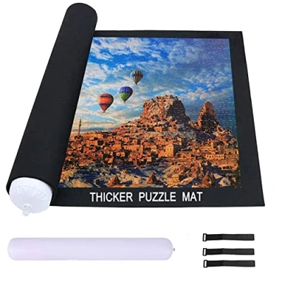 Abbildung von Celawork Puzzlematte für BIS 1500 2000 3000 Puzzle Teile Pad Puzzleunterlage Rollmatte Rollen Sie Puzzlematten Puzzles auf (Schwarz, 1500)
