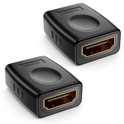 Abbildung von deleyCON 2 Stück HDMI Adapter Kupplung Verbinder Standard Buchsen Typ A 4K Ultra HD UHD 3D Full 1080p HDR ARC Highspeed mit Ethernet