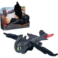 Abbildung von DreamWorks How to Train Your Dragon, Plüsch Drache Ohnezahn mit Gleit und Grifffunktion, 30 cm lang, Spielzeug für Kinder ab 4 Jahren