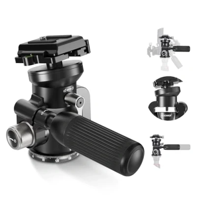 Abbildung von NEEWER Video Kamera Stativ Schwenk Neigekopf mit +/ 15 Nivellierschalenbasis, Fotografie Stativkopf einziehbarem Griff, 1/4&quot; Arca QR Platte für DSLR Camcorder, Max. Last 11lb/5kg, TH03