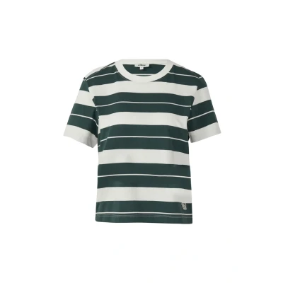Abbildung von s.Oliver Streifenmit Patch Tshirt print, Damen, Größe: 46, Petrol