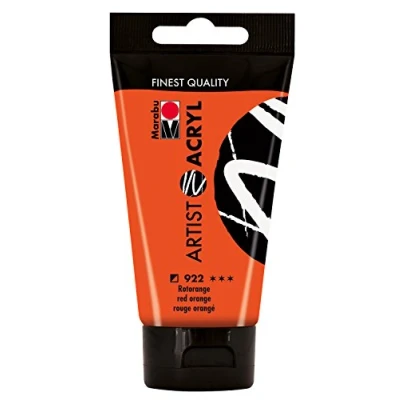 Abbildung von Marabu 12200002922 Artist Acryl rotorange 75 ml, feine Acrylfarbe in Künstlerqualität, auf Wasserbasis, pastose Konsistenz, hoch pigmentiert, sehr gute Brillanz und Deckkraft