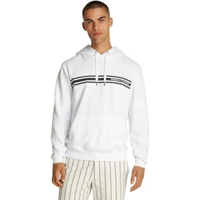 Abbildung von Tommy Hilfiger Central Chest Stripe Hoody Unisex Sweatshirt, Größe: XS, White