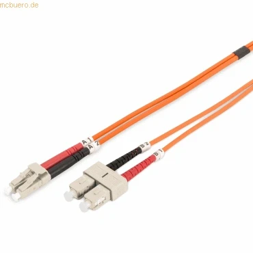Abbildung von DIGITUS DK 2532 03 Glasfaserkabel OM2 3 m LC zu SC Duplex LWL Kabel 1 Gbit/s MM Multimode Glasfaser LAN Fasertyp: 50/125 µ Orange