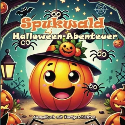 Abbildung von Spukwald Halloween Abenteuer: Ausmalbuch mit Kurzgeschichten, ein aufregendes Malerlebnis für Kinder ab 4 Jahren