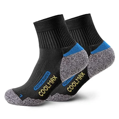 Abbildung von Piarini 2 Paar Coolmax Wandersocken Trekkingsocken Funktionssocken kurz schwarz 39 42