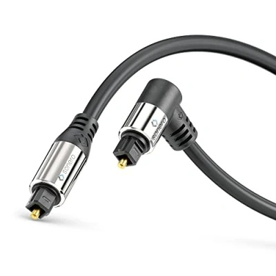Abbildung von sonero® Premium optisches Toslink Kabel, 1,50m, vergoldete Kontakte, 1 x 90 Stecker, 360 drehbar, schwarz