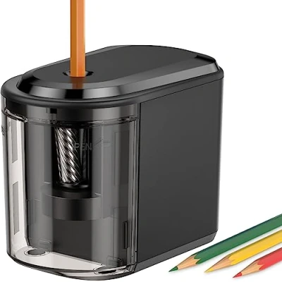 Abbildung von Link Dream Elektrischer Spitzer Stärkere Spiralklinge Automatischer Anspitzer Stopp für 68 mm Nr. 2/Buntstifte Batterie, USB betriebener, im Klassenzimmer, Büro, Zuhause,Schwarz, PS 05