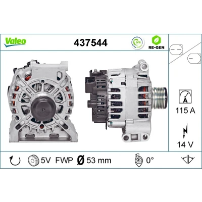 Abbildung von VALEO 437544 Lichtmaschine 14V 115A MERCEDES BENZ: A Klasse, B Klasse