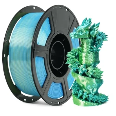 Abbildung von FLASHFORGE Seide Bi Color PLA Filament 1,75 mm, Coextrusion Gelb Blau Zweifarbiges Multicolor 3D Druckerfilament, Bezauberndes Seiden Finish mit 360 Farbwechseleffekt