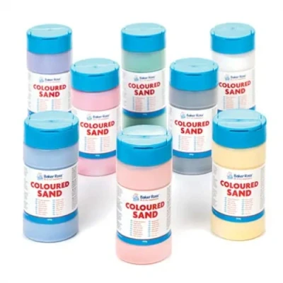Abbildung von Baker Ross Bunter Sand in 8 Farben für Kinder zum Basteln, Gestalten und Verzieren von Karten, Bastelarbeiten Collagen, Sortiert, Mittel