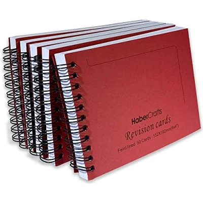 Abbildung von Revision Cards Flash Book Study Que Record Card Lined For Spiral Bound Flashcards Exams Thick 140gsm A6 6x4 Notebook Ruled Block (5 Bücher 250 Blatt)