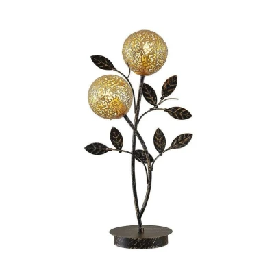Abbildung von Lucande Tischleuchte Evory, Leuchtmittel nicht inklusive, Marokkanisch / Orientalisch, Eisen, Schwarz, gold, 2 flammig, G9