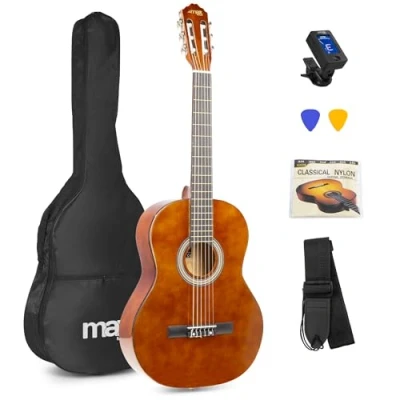 Abbildung von MAX SoloArt klassische Akustikgitarre (39&quot;) Einsteigerset Braun