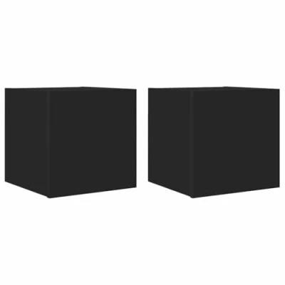 Abbildung von vidaXL 2X TV Wandschrank Wohnwand Anbauwand Schrankwand HiFi Schrank Hängeschrank Fernsehwand Fernsehschrank Wohnzimmer Schwarz 30,5x30x30cm