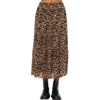 Abbildung von SASSYCLASSY Midirock Faltenrock lang A Linie Chiffonrock mit Leopardenmuster Made in Italy